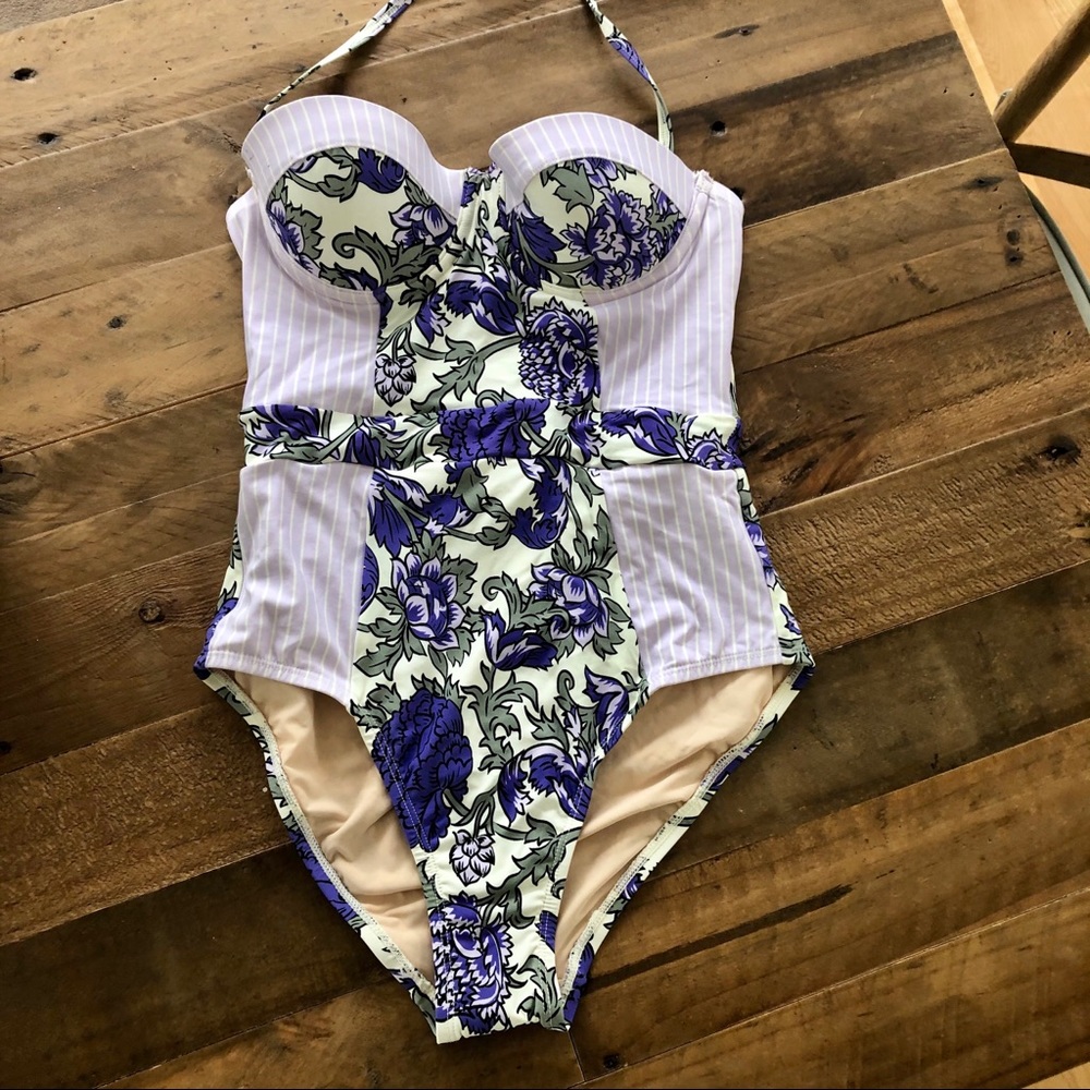 Anthropologie swim seamed underwire one piece